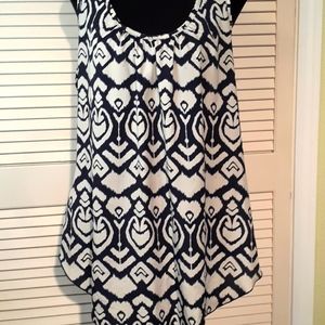 Trendy Angel Navy And White Print Sleeveless Blouse  X L
